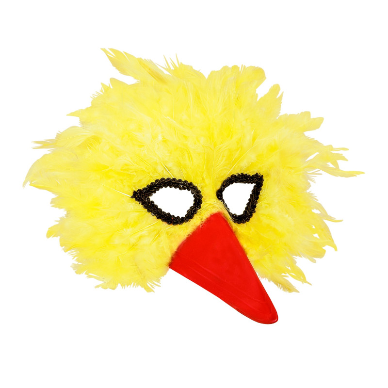 MASQUE D'OISEAU A PLUMES JAUNE