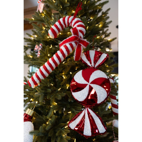 CANDY CANE FOURRURE NOEUD 50CM