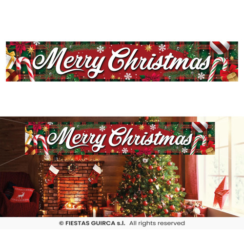 PANNEAU "MERRY CHRISTMAS" TISSU