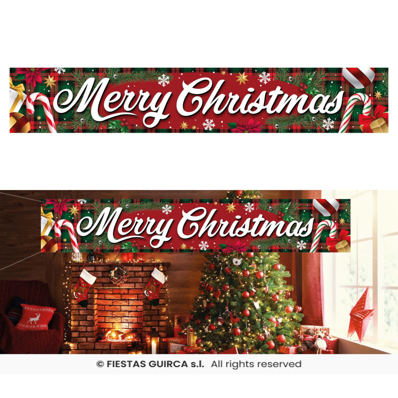 PANNEAU "MERRY CHRISTMAS" TISSU
