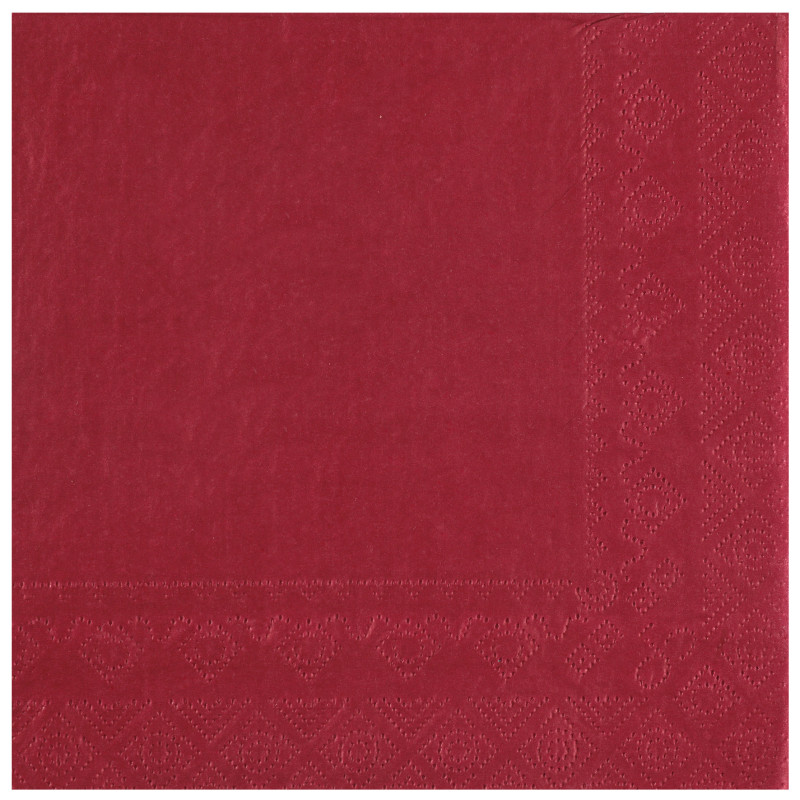 25 SERVIETTES 33X33 2 PLIS BORDEAUX