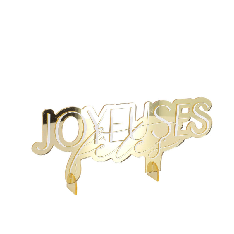 DECO JOYEUSES FETES PLEXI BLANC ET OR