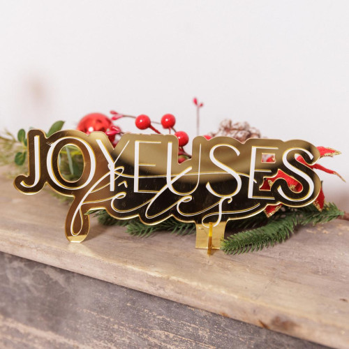 DECO JOYEUSES FETES PLEXI BLANC ET OR