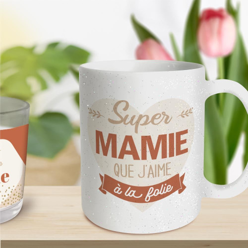 MUG PAILLETTES SUPER MAMIE