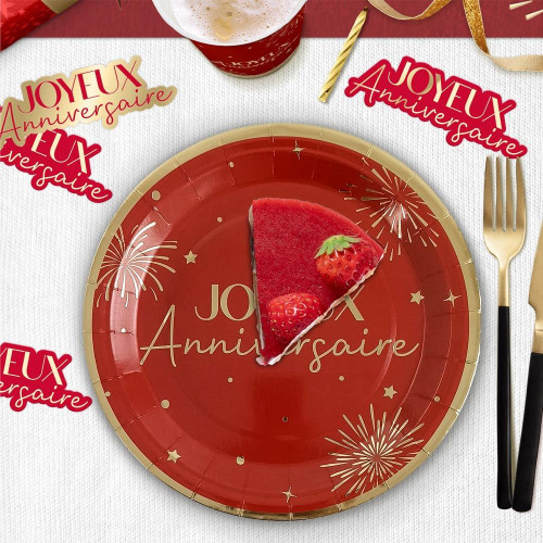 PACK 6 ASSIETTES PARTY ROUGE