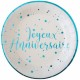 10 ASSIETTES TURQUOISE JOYEUX ANNVERSAIRE