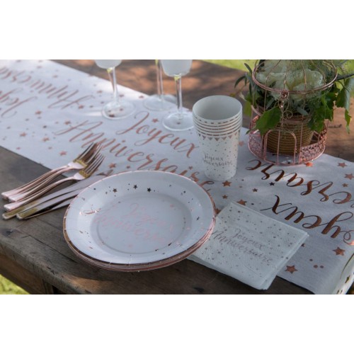 10 ASSIETTES ROSE GOLD JOYEUX ANNIVERSAIRE