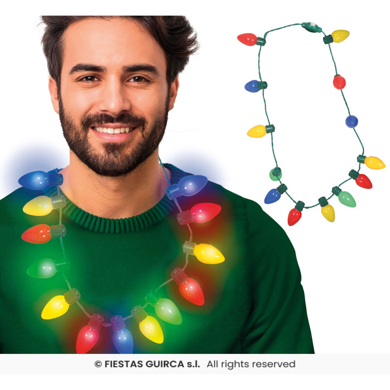 COLLIER 12 LEDS BATTERIE MULTICOLORE