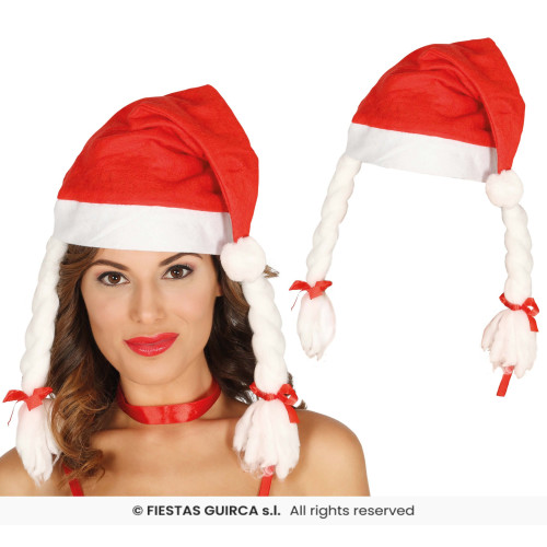 BONNET MERE NOËL AVEC TRESSES