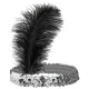 BANDEAU EN PAILLETTES ARGENT AVEC PLUME