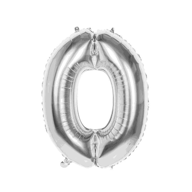 BALLON CHIFFRE 0 ARGENT 86CM