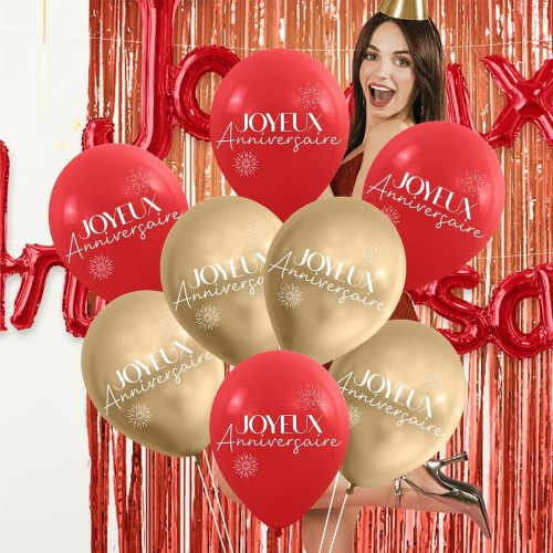 SACHET 8 BALLONS PARTY ROUGE