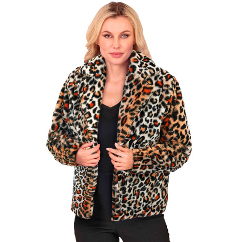 VESTE FEMME PELUCHE LEOPARD S/M