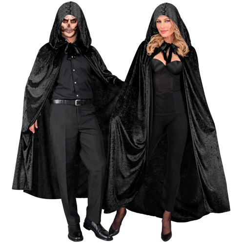 MANTEAU À CAPUCHE VELOURS NOIR