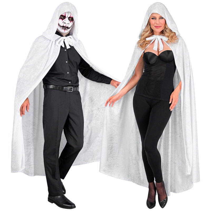 MANTEAU À CAPUCHE VELOURS BLANC