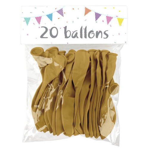 20 BALLONS LATEX OR 25 CM