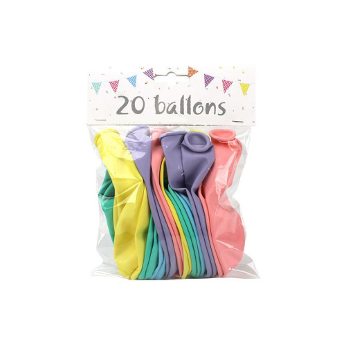 20 BALLONS LATEX PASTEL 25 CM