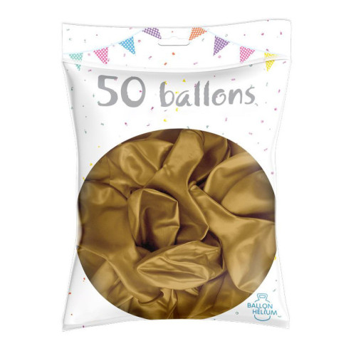 50 BALLONS MÉTAL NACRÉ OR