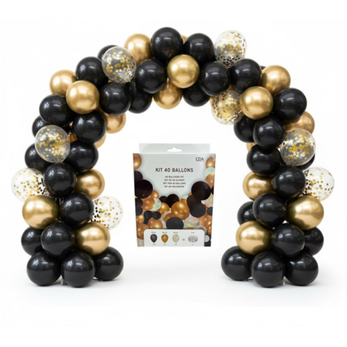 KIT 40 BALLONS 30 CM OR/NOIR
