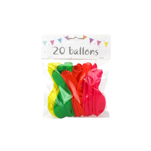 20 BALLONS FLUO ASSORTIS 26CM