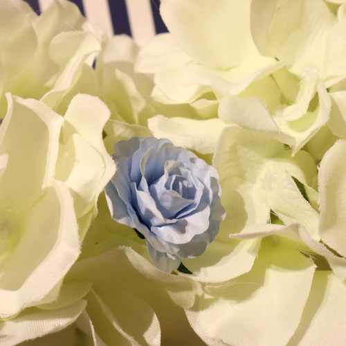 12 ROSES PAPIER BLEU CIEL/TIGE