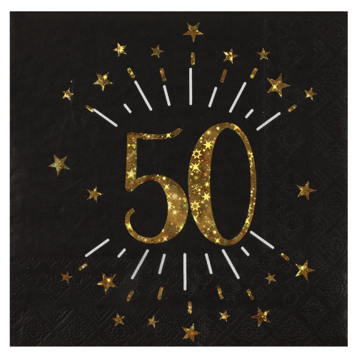 10 SERVIETTES ETINCELANT OR 50 ANS