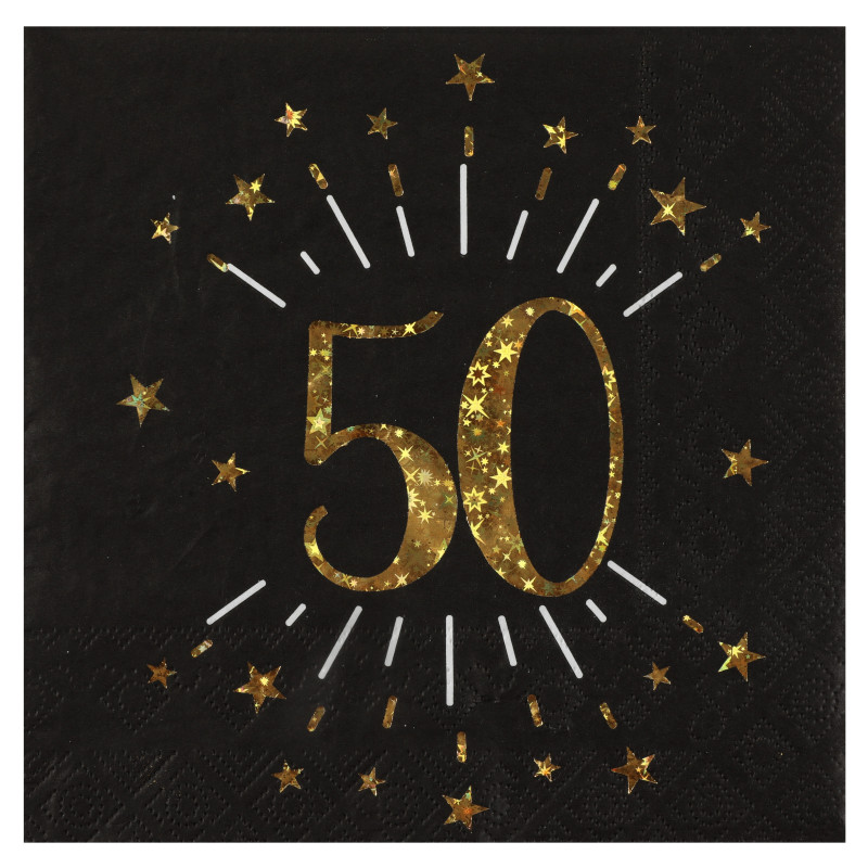 10 SERVIETTES ETINCELANT OR 50 ANS