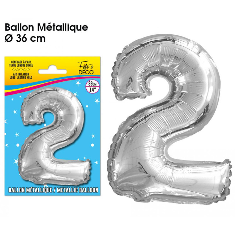 BALLON METALLIQUE CHIFFRE 2