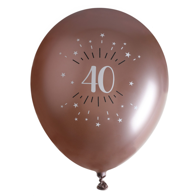 6 BALLONS AGE 40 ANS ROSE GOLD