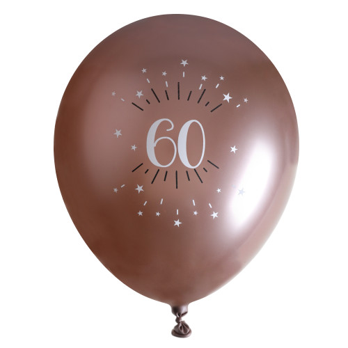 6 BALLONS AGE 60 ANS ROSE GOLD