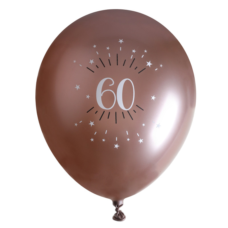 6 BALLONS AGE 60 ANS ROSE GOLD