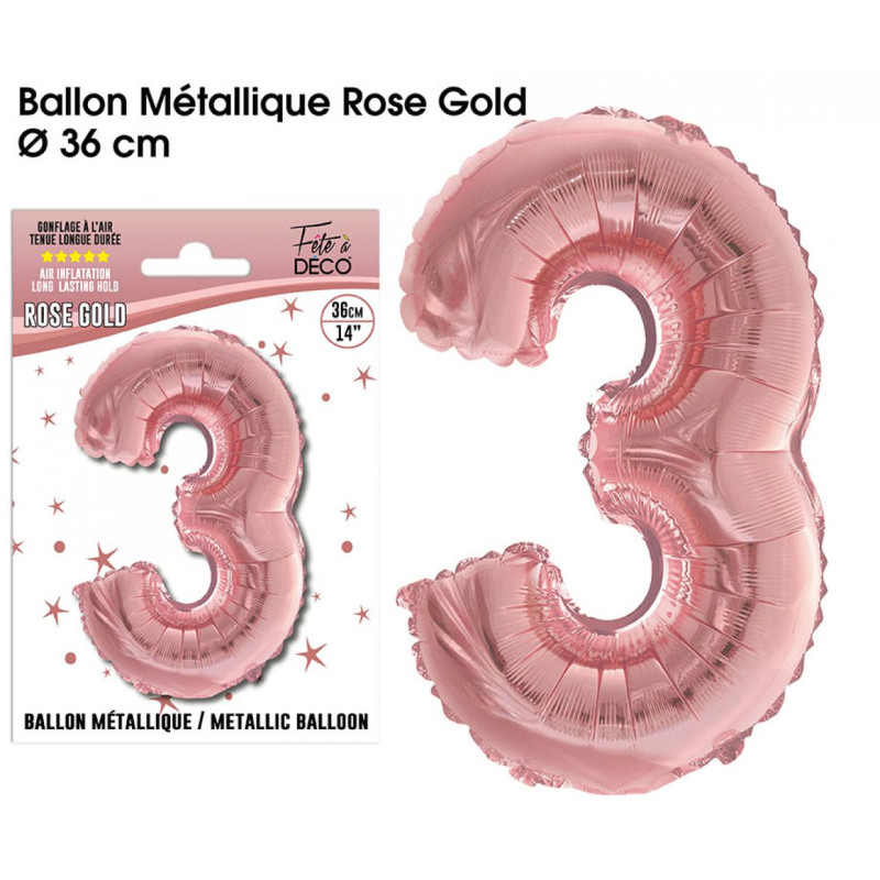 BALLON METAL R.GOLD CHIFFRE 3