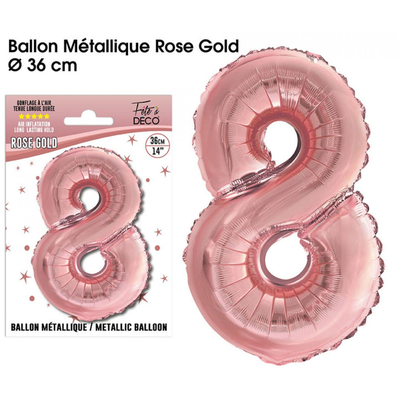 BALLON METAL R.GOLD CHIFFRE 8