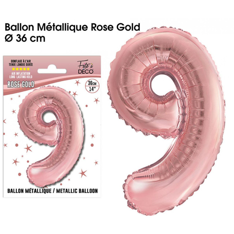 BALLON METAL R.GOLD CHIFFRE 9