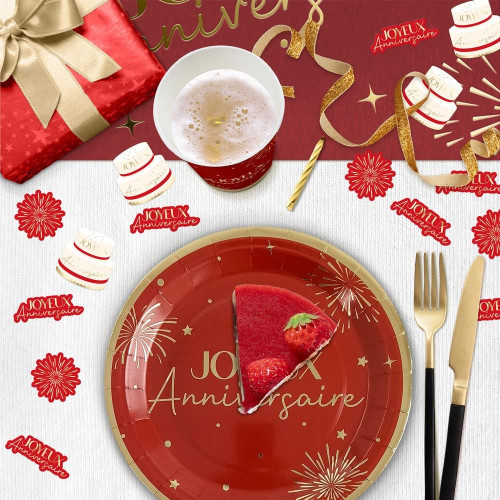 TRIO DECO TABLE PARTY ROUGE