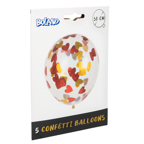 5 BALLONS DE CONFETTIS COEUR