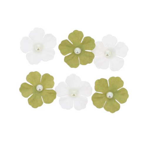 6 FLEURS PAPIER VERT PISTACHE