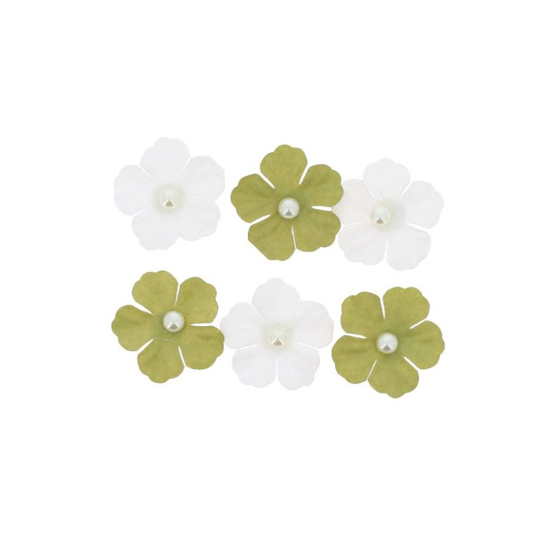 6 FLEURS PAPIER VERT PISTACHE