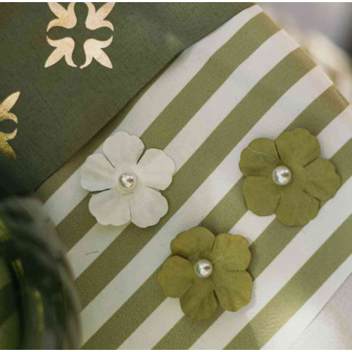 6 FLEURS PAPIER VERT PISTACHE