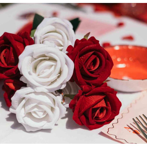BRANCHE DE ROSE BLANCHE 70CM