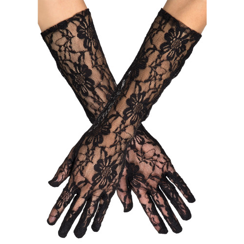 GANTS COUDE EN DENTELLE NOIR