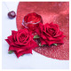 SET 4 ROSES EFFET VELOURS ROUGE