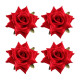 SET 4 ROSES EFFET VELOURS ROUGE