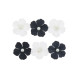 6 FLEURS PAPIER NOIR ET PERLES