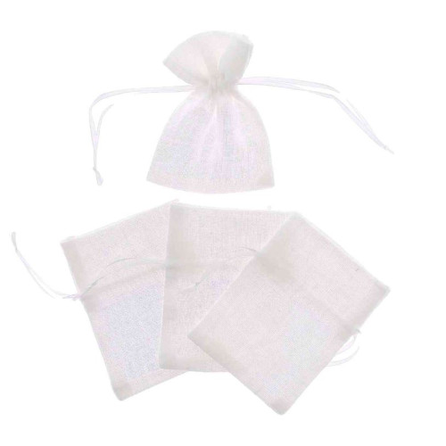 4 POCHONS COTON FROISSÉ BLANC