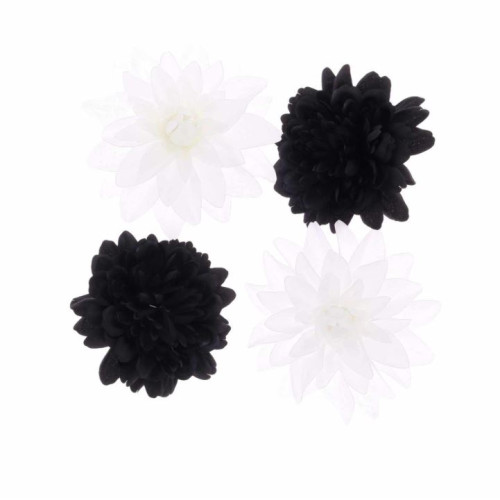 4 FLEURS DE DAHLIA BLANC ET NO