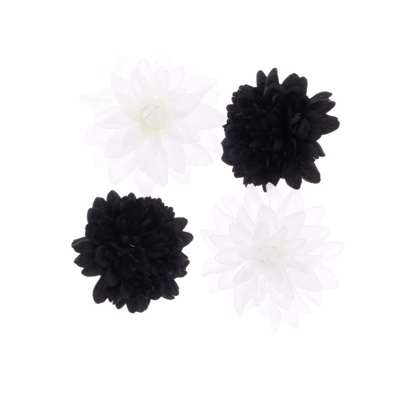 4 FLEURS DE DAHLIA BLANC ET NO