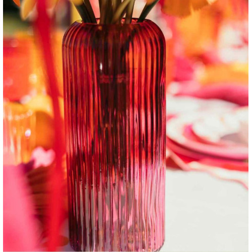 VASE ZOÉ VERRE FRAMBOISE Ø8,5X20CM