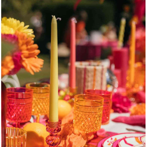 2 BOUGIES FLAMBEAU JAUNE FLUO