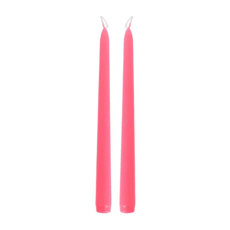 2 BOUGIES FLAMBEAU ROSE FLUO